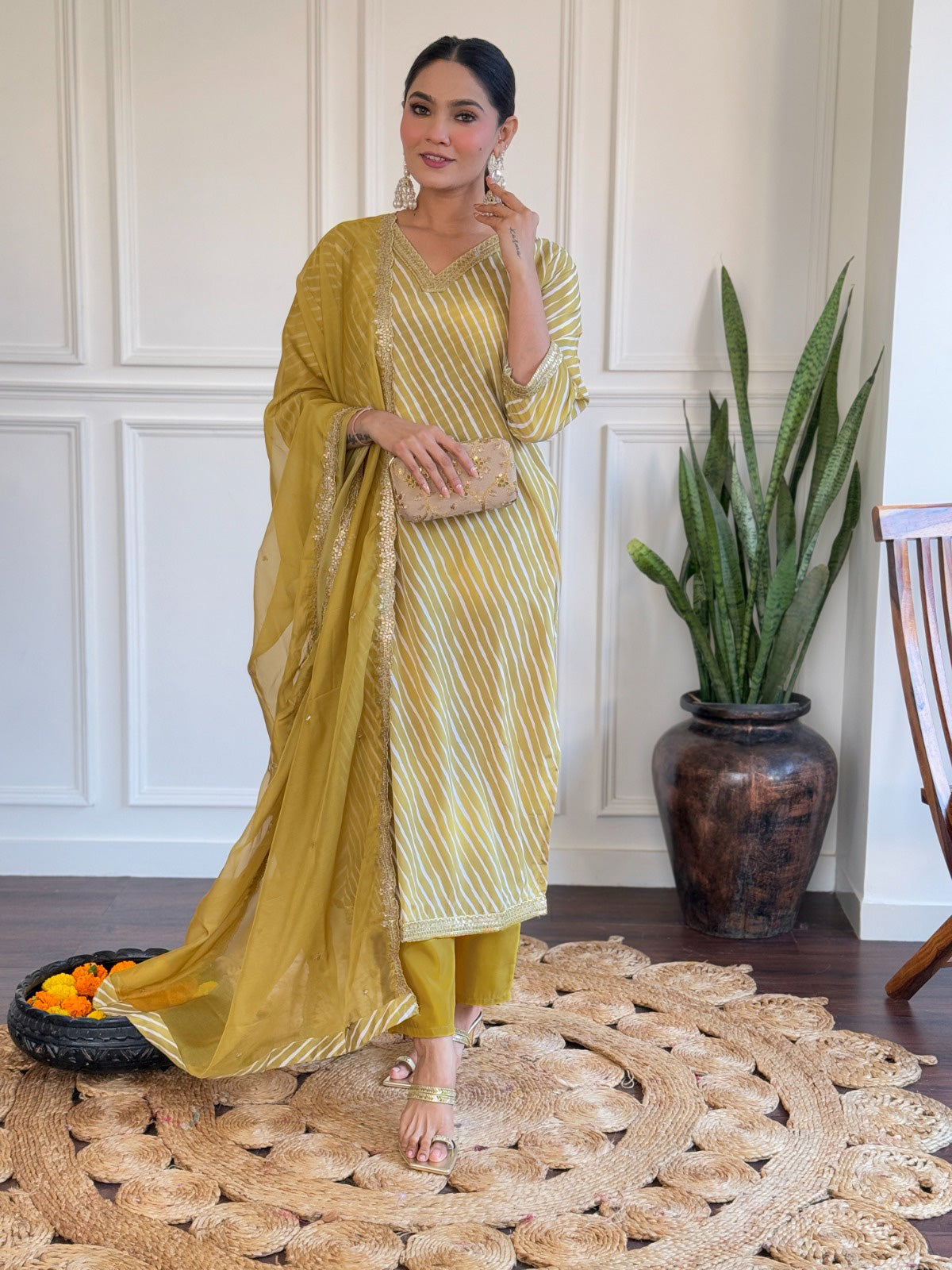 Lyush Women Party Wear Embroidery Worked Kurta With Pant And Dupatta Set - Mustard