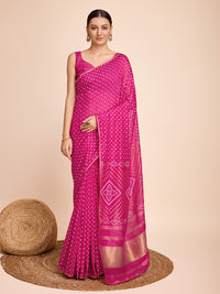 Thumbnail for NOZ2TOZ Women Party Wear Semi Cotton Silk Saree with Unstitched Blouse - Pink