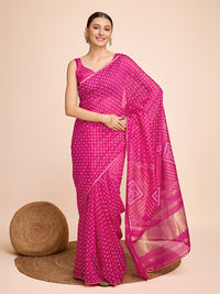 Thumbnail for NOZ2TOZ Women Party Wear Semi Cotton Silk Saree with Unstitched Blouse - Pink