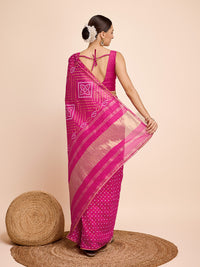 Thumbnail for NOZ2TOZ Women Party Wear Semi Cotton Silk Saree with Unstitched Blouse - Pink