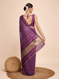 Thumbnail for NOZ2TOZ Women Party Wear Semi Cotton Silk Saree with Unstitched Blouse - Purple