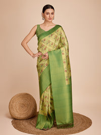 Thumbnail for NOZ2TOZ Women Party Wear Semi Kanjivaram Silk Ready to Wear Saree with Unstitched Blouse(Size Up to 42) - Green