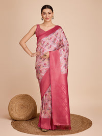 Thumbnail for NOZ2TOZ Women Party Wear Semi Kanjivaram Silk Ready to Wear Saree with Unstitched Blouse(Size Up to 42) - Peach