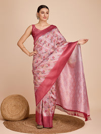 Thumbnail for NOZ2TOZ Women Party Wear Semi Kanjivaram Silk Ready to Wear Saree with Unstitched Blouse(Size Up to 42) - Peach