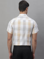 Thumbnail for Jainish Men's Pure Cotton Checked Formal Shirts - Cream - Distacart
