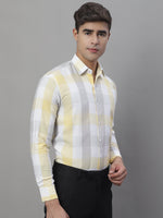 Thumbnail for Jainish Men's Pure Cotton Checked Formal Shirts - Yellow - Distacart