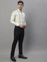 Thumbnail for Jainish Men's Pure Cotton Checked Formal Shirts - Yellow - Distacart