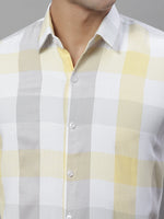 Thumbnail for Jainish Men's Pure Cotton Checked Formal Shirts - Yellow - Distacart
