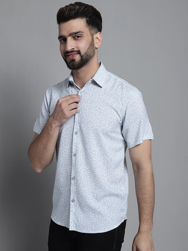 Jainish Men's Printed Casual Shirt - Light-Grey - Distacart