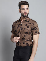 Thumbnail for Jainish Men's Floral Printed Formal Shirt - Brown - Distacart