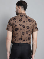 Thumbnail for Jainish Men's Floral Printed Formal Shirt - Brown - Distacart