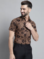 Thumbnail for Jainish Men's Floral Printed Formal Shirt - Brown - Distacart