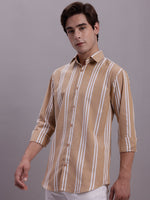 Thumbnail for Jainish Men's Striped Casual Shirt - Brown - Distacart
