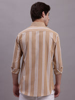 Thumbnail for Jainish Men's Striped Casual Shirt - Brown - Distacart