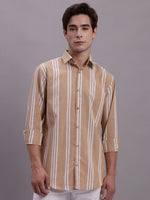 Thumbnail for Jainish Men's Striped Casual Shirt - Brown - Distacart
