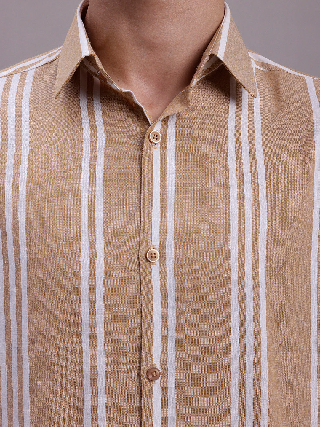 Jainish Men's Striped Casual Shirt - Brown - Distacart
