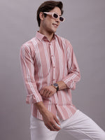 Thumbnail for Jainish Men's Striped Casual Shirt - Coral - Distacart