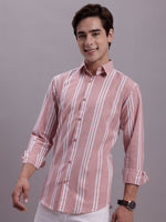 Thumbnail for Jainish Men's Striped Casual Shirt - Coral - Distacart