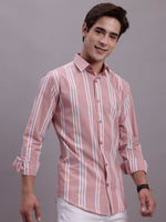 Thumbnail for Jainish Men's Striped Casual Shirt - Coral - Distacart