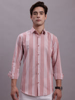 Thumbnail for Jainish Men's Striped Casual Shirt - Coral - Distacart