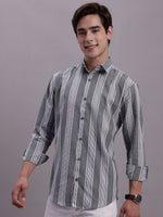 Thumbnail for Jainish Men's Striped Casual Shirt - Grey - Distacart