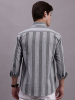 Thumbnail for Jainish Men's Striped Casual Shirt - Grey - Distacart
