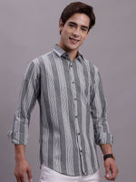 Thumbnail for Jainish Men's Striped Casual Shirt - Grey - Distacart