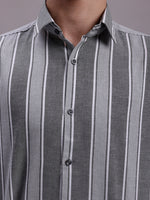 Thumbnail for Jainish Men's Striped Casual Shirt - Grey - Distacart