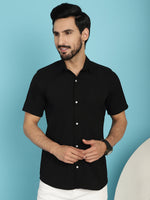 Thumbnail for Indian Needle Men's Striped Casual Shirt - Black - Distacart