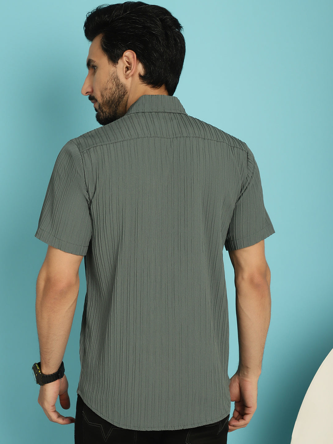Indian Needle Men's Striped Casual Shirt - Grey - Distacart