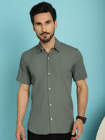 Thumbnail for Indian Needle Men's Striped Casual Shirt - Grey - Distacart