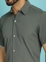 Thumbnail for Indian Needle Men's Striped Casual Shirt - Grey - Distacart