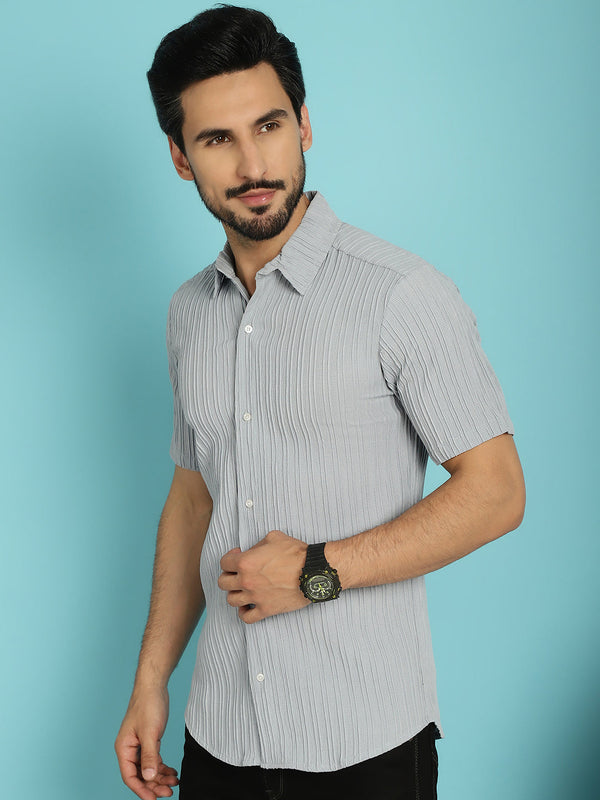 Indian Needle Men's Striped Casual Shirt - Light-Grey - Distacart