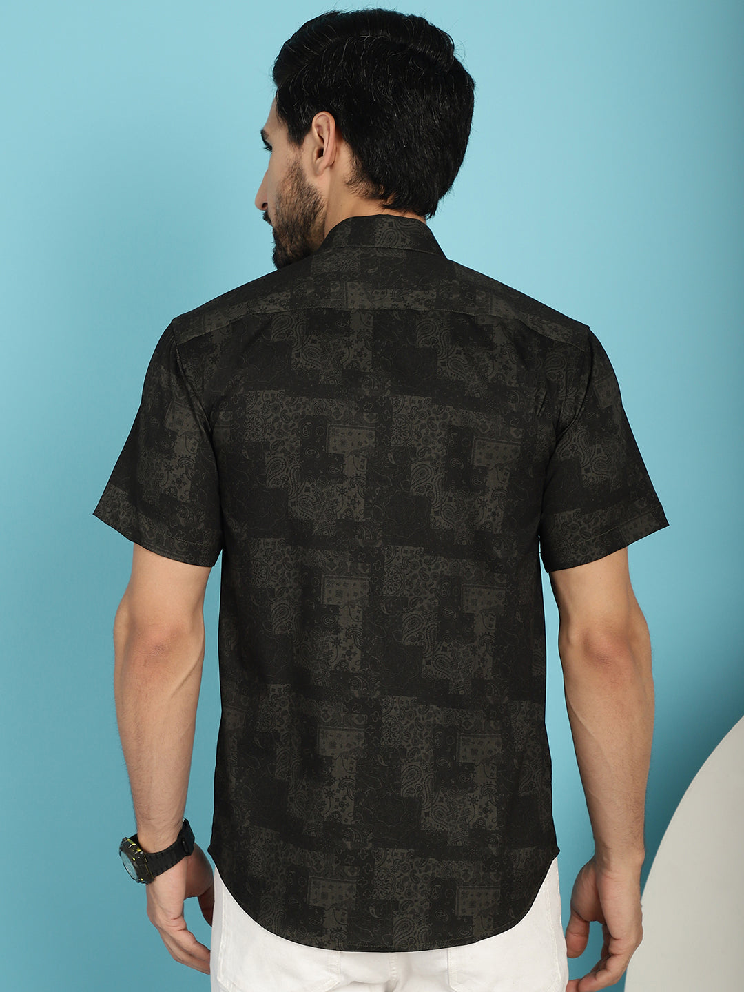 Indian Needle Men's Printed Casual Shirt - Black - Distacart