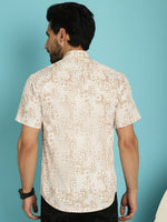 Thumbnail for Indian Needle Men's Printed Casual Shirt - Peach - Distacart