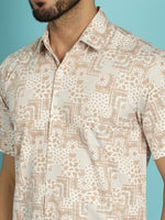 Thumbnail for Indian Needle Men's Printed Casual Shirt - Peach - Distacart