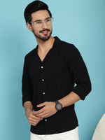 Thumbnail for Indian Needle Men's Lapel Collar Casual Shirt - Black - Distacart