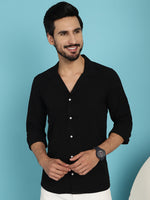 Thumbnail for Indian Needle Men's Lapel Collar Casual Shirt - Black - Distacart