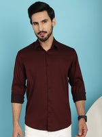 Thumbnail for Indian Needle Men's Woven Design Casual Shirt - Maroon - Distacart
