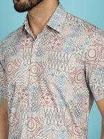 Thumbnail for Indian Needle Men's Beige Printed Casual Shirt - Beige - Distacart