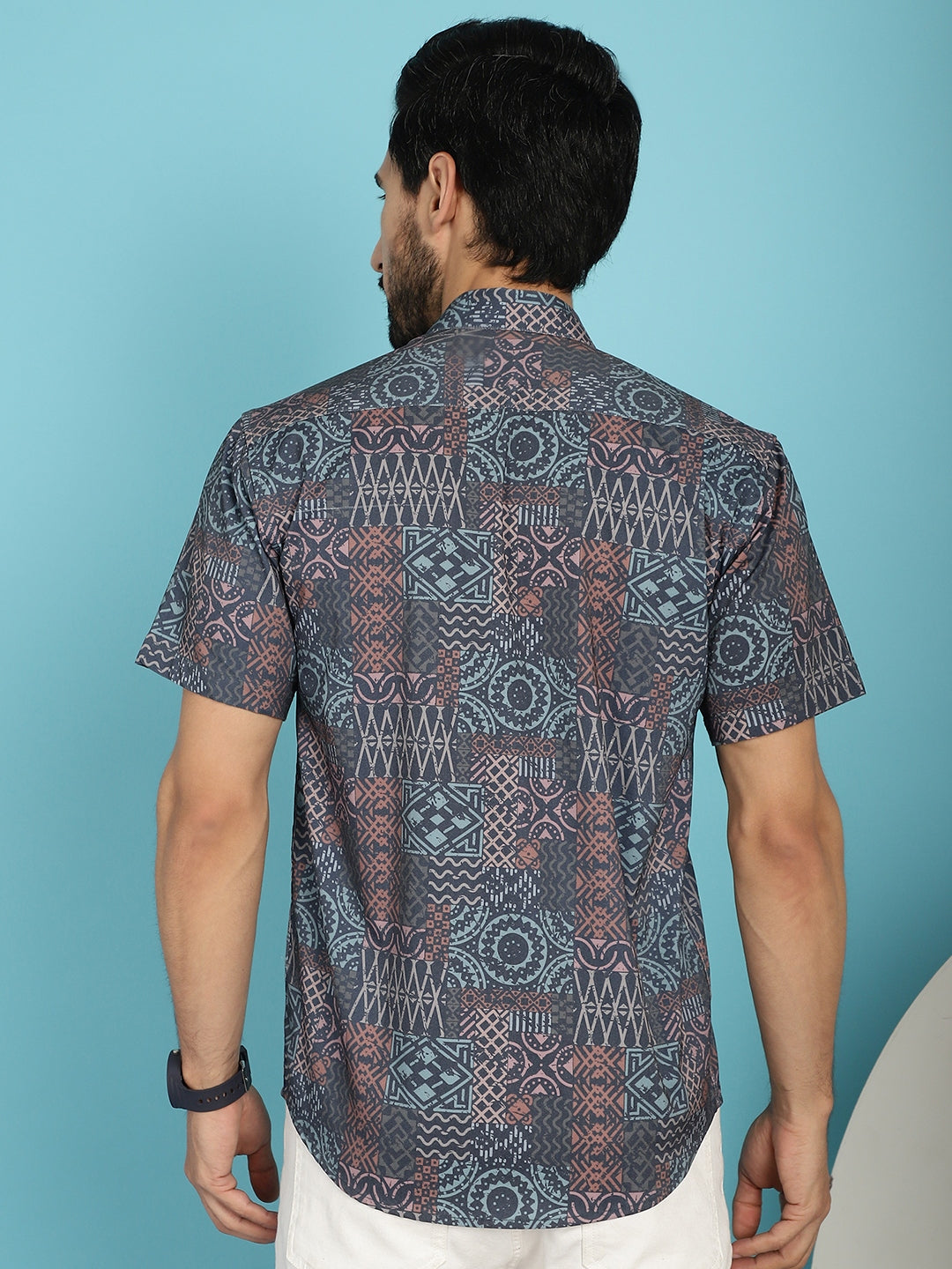 Indian Needle Men's Grey Printed Casual Shirt - Grey - Distacart