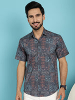 Thumbnail for Indian Needle Men's Grey Printed Casual Shirt - Grey - Distacart