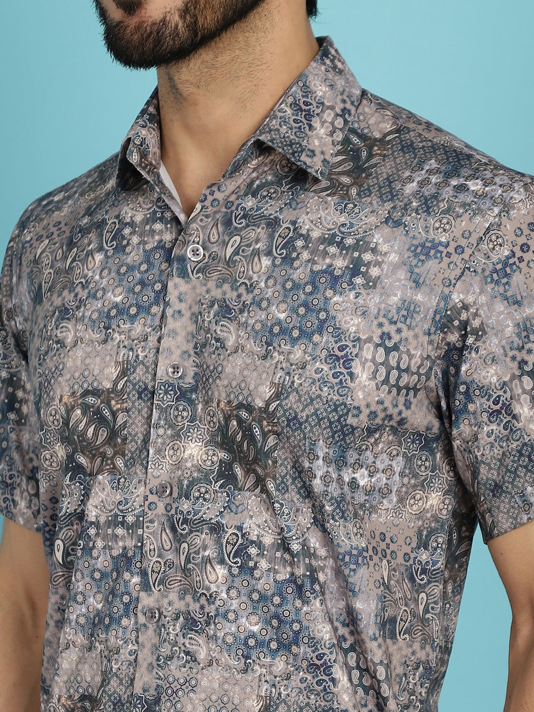 Indian Needle Men's Pejali Printed Casual Shirt - Blue - Distacart