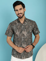 Thumbnail for Indian Needle Men's Printed Casual Shirt - Brown - Distacart