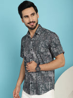 Thumbnail for Indian Needle Men's Printed Casual Shirt - Charcoal - Distacart