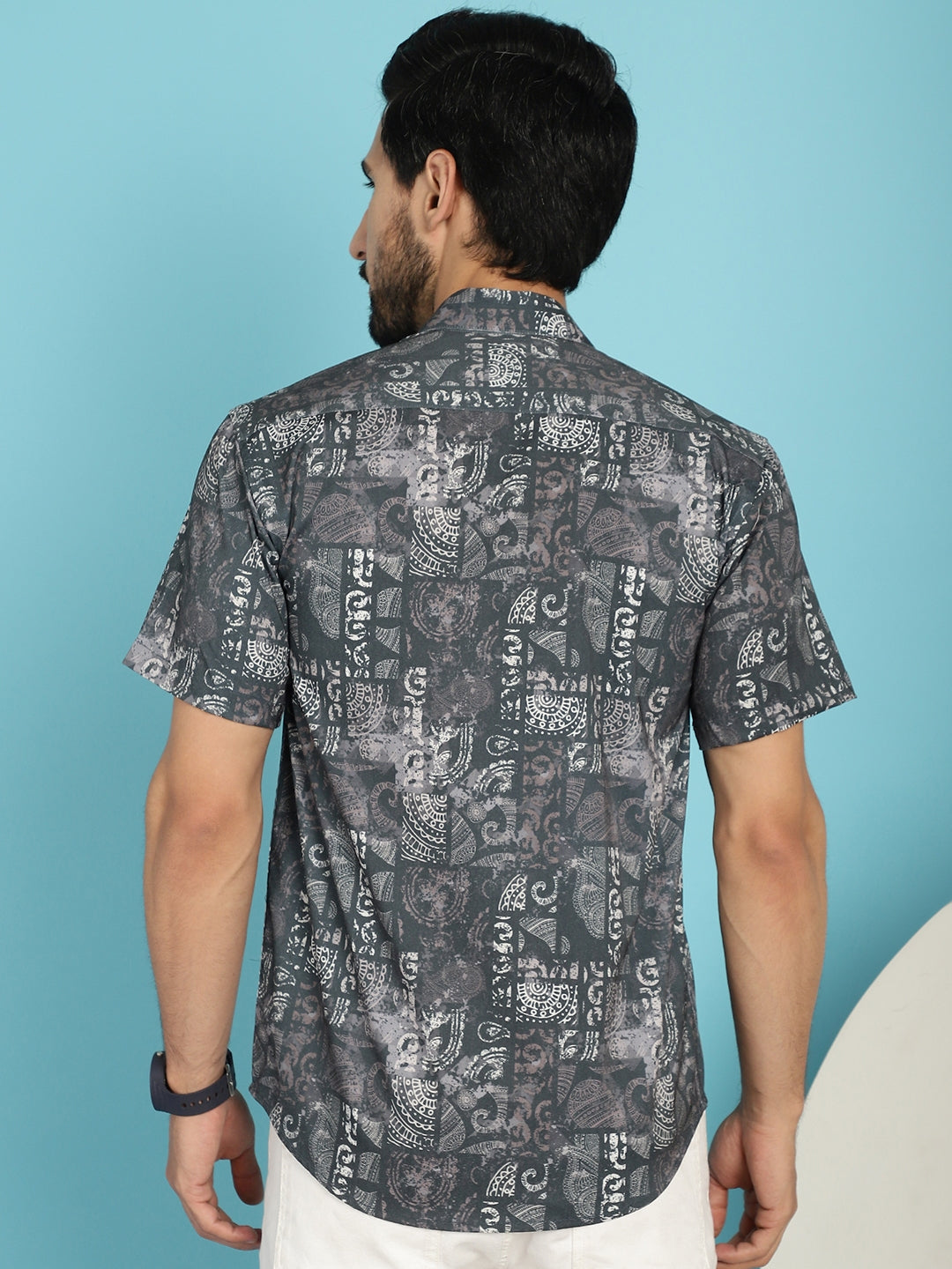Indian Needle Men's Printed Casual Shirt - Charcoal - Distacart