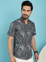 Thumbnail for Indian Needle Men's Printed Casual Shirt - Charcoal - Distacart