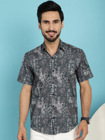 Thumbnail for Indian Needle Men's Printed Casual Shirt - Charcoal - Distacart