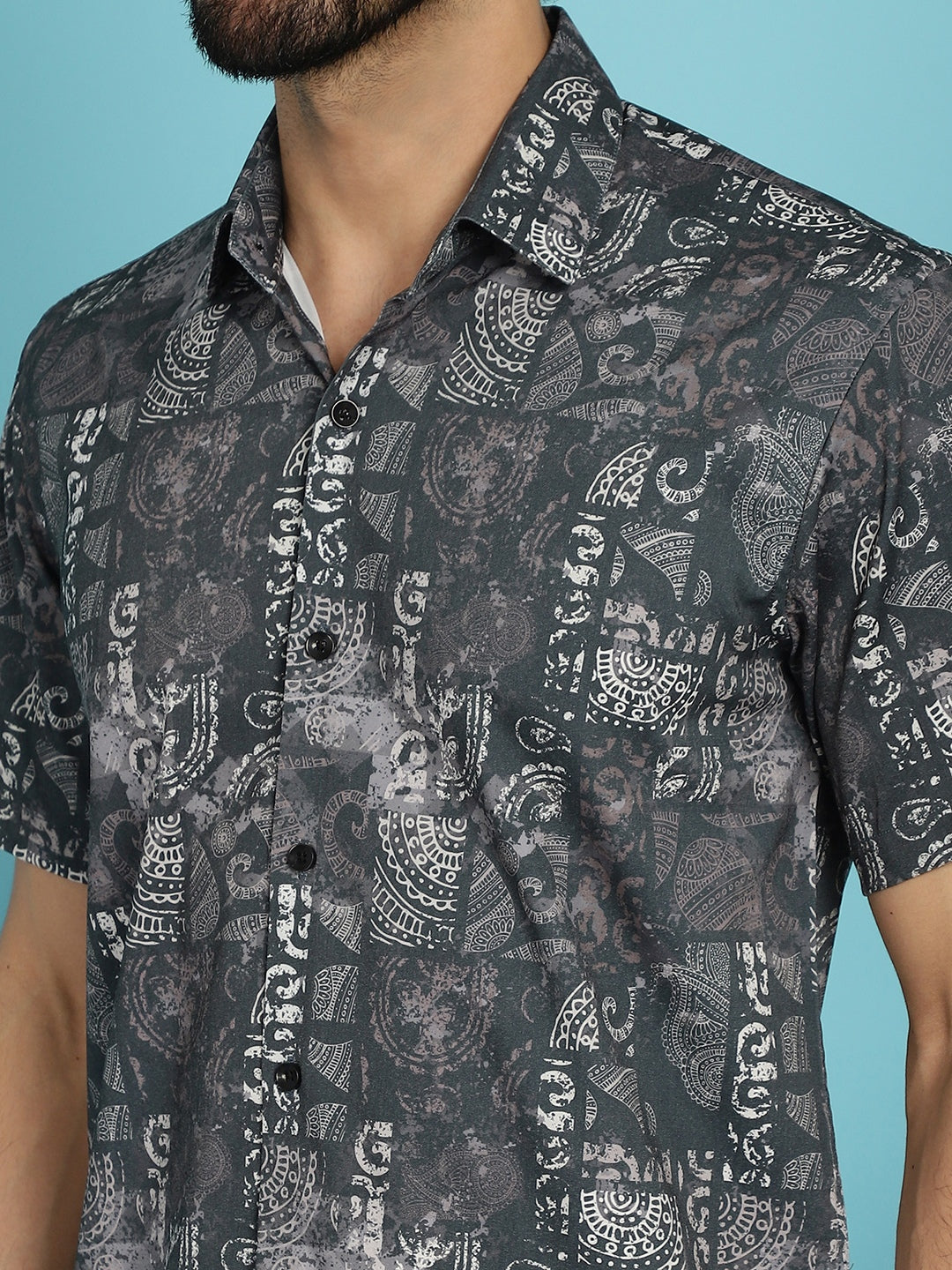 Indian Needle Men's Printed Casual Shirt - Charcoal - Distacart