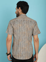Thumbnail for Indian Needle Men's Floral Printed Casual Shirt - Beige - Distacart